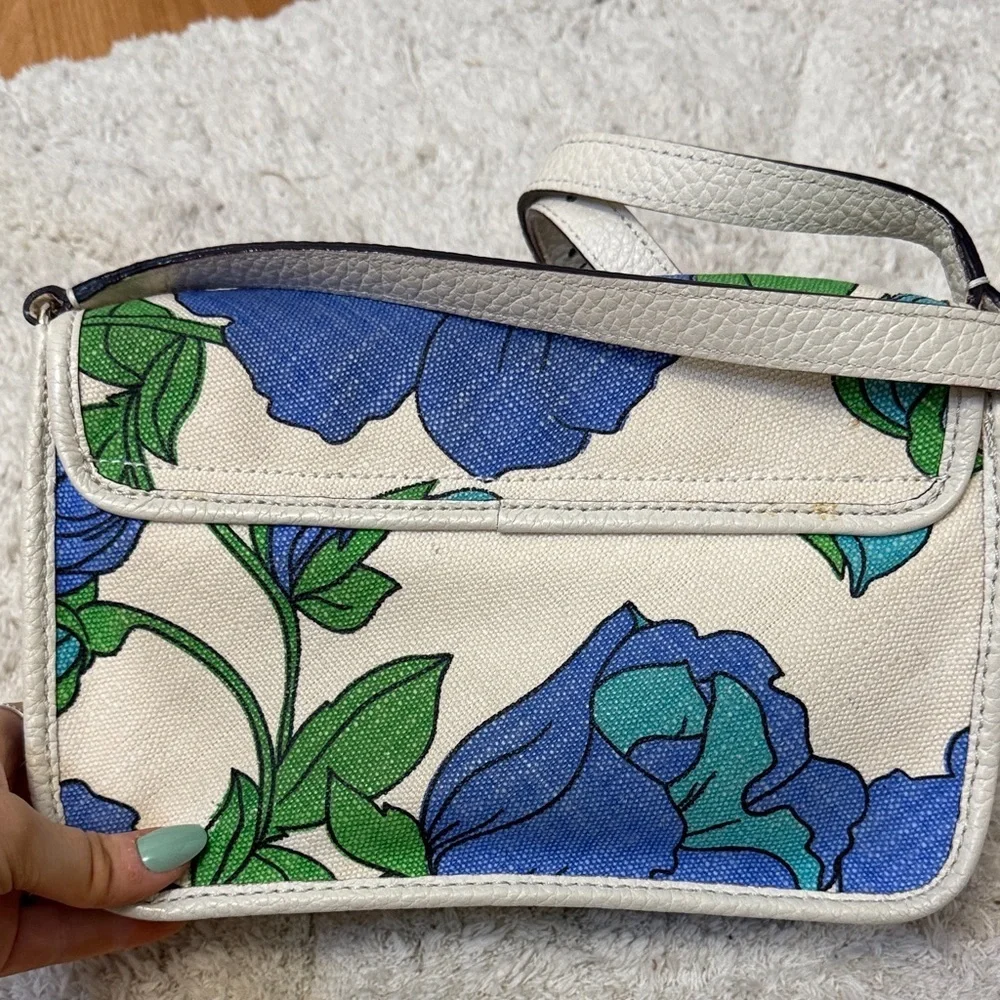 Kate Spade Cream and Blue Floral Crossbody Bag